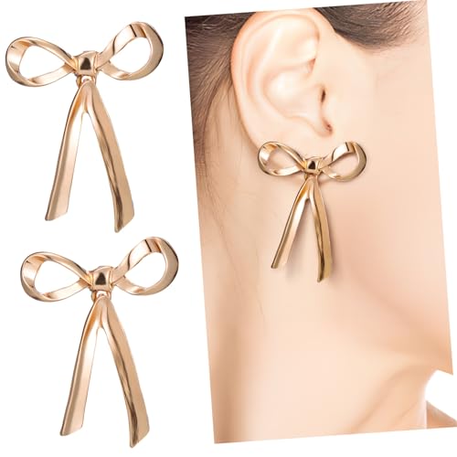 ORFOFE Lange Schleifen ohrringe aus Goldenem Metall mit Zartem Knoten design Damenhafte Statement boucle für Besondere Anlässe und Alltag Leichte Haltbare Ohrhänger für Frauen von ORFOFE