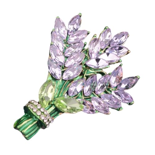 ORFOFE Lavendelblumen Brosche Damen Anstecknadel aus Robustem Legierungsmaterial mit Strassverzierung Eleganter Schmuck für Kleidung Schal Tasche Geschenkidee für Frauen und Mädchen von ORFOFE