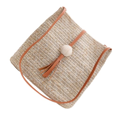 ORFOFE Leichte Geflochtene Strohtasche Damen Sommerliche Wasserbüffeltasche mit Tragbar Design Vielseitige Umhängetasche und Handtasche für Alltag Strand und Freizeit Braune Bucket Bag von ORFOFE