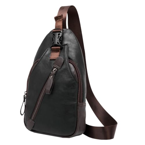 ORFOFE Leichte Herren Brusttasche PU Material Robust Strapazierfähig Crossbody Bag Outdoor Freizeit Schultertasche für Reisen Shopping Alltag von ORFOFE