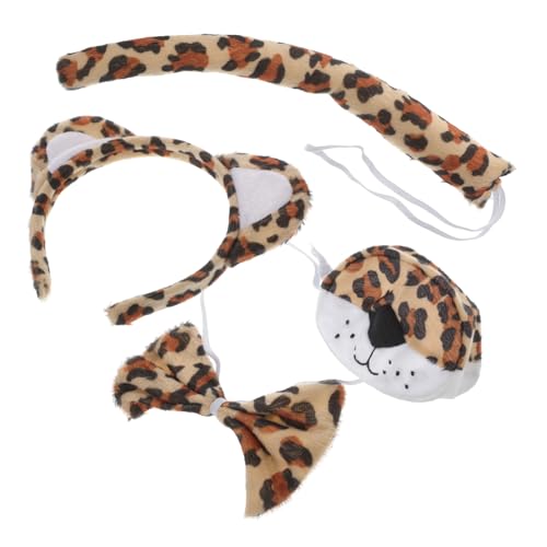 ORFOFE Leoparden Kostüm Set Leopard Ohr Haarreif mit Flexiblen Stirnband Abnehmbarer und Nasenprop Niedliches Cosplay Zubehör für Tierparty Fasching und Dschungel Motto von ORFOFE