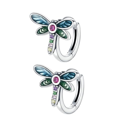 ORFOFE Libellen Ohrstecker Damen Sterling Silber mit Buntem Zirkonia Libellenform Ohrschmuck Leicht und Langlebig für Alltag Party für Frauen und Mädchen von ORFOFE