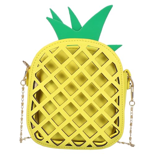 ORFOFE Lustige Obstform Umhängetasche Damen PU Crossbody Bag Kettenriemen Schultertasche für Schule Shopping Dating Praktische Single Schulter und Crossbody Tasche in Ananasform von ORFOFE
