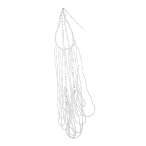 ORFOFE Mehrlagige Imitationsperlen Körperkette Choker mit Vintage Hohldesign Hautfreundlich Komfortabel für Damen Hochzeit Party Sommer Events Stilvolle Perlen-braut-schmuck von ORFOFE