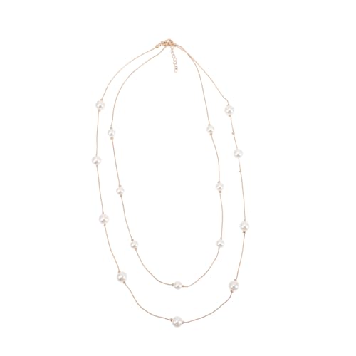 ORFOFE Mehrlagige Lange Perlenkette Damen Elegant Modisches Schmuckaccessoire Goldfarben Zweilagig Vielseitig Kombinierbar für Alltag und Besondere Anlässe von ORFOFE