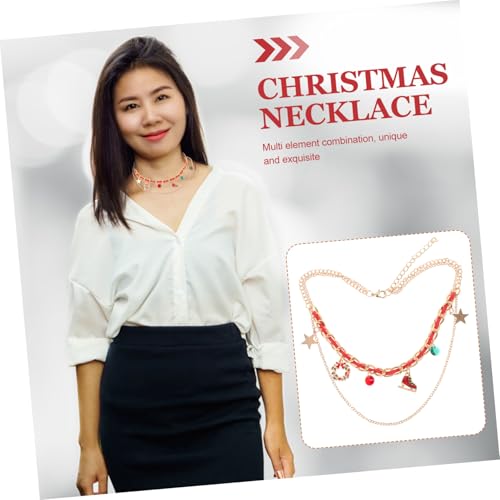 ORFOFE Mehrlagige Weihnachtskette Damen mit Schneemann Zuckerstangen anhänger Dekorative Halskette mit Festlichem Design Stilvolles Schmuckstück für Feiertage und Party von ORFOFE