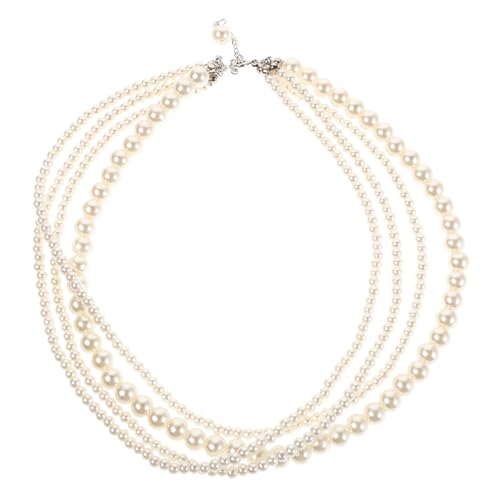 ORFOFE Mehrschichtige Perlenkette Damen Imitation Perlen Vintage Stil Elegante Clavicle Halskette Modischer Statement Schmuck für Frauen von ORFOFE