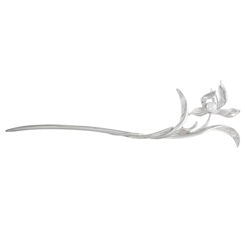 ORFOFE Metall Haarschmuck Damen Haarnadel mit Perlen Chinesischer Haarkamm für Hanfu Kostüme Leichtes Elegantes Haarstäbchen mit Pflaumenblütenmotiv Robust und Glänzend Silberfarben von ORFOFE