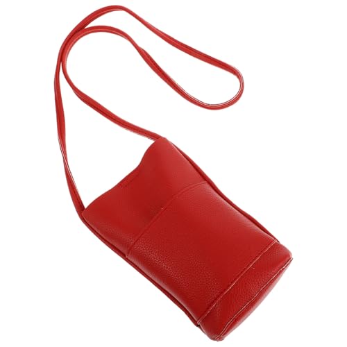 ORFOFE Mini Crossbody Bag Damen PU Kunstleder Klein Handy Geldbörse mit Fächern Praktische Umhängetasche für Alltag und Reisen Rote Raffinierte Handytasche mit Minimalistischer Optik von ORFOFE