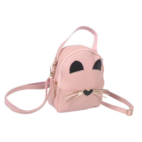 ORFOFE Mini Umhängetasche PU Katzenform Kleine Süße Mädchen Schultertasche Wasserabweisend Vielseitig für Alltag und Familienfeiern Rosa von ORFOFE