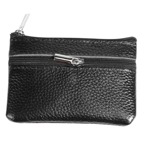 ORFOFE Mini Wallet Damen PU Geldbörse mit Reißverschluss Multifunktional Leichtes Kleines Portemonnaie für Münzen Schlüssel und Karten Modisch und Langlebig Schwarz von ORFOFE