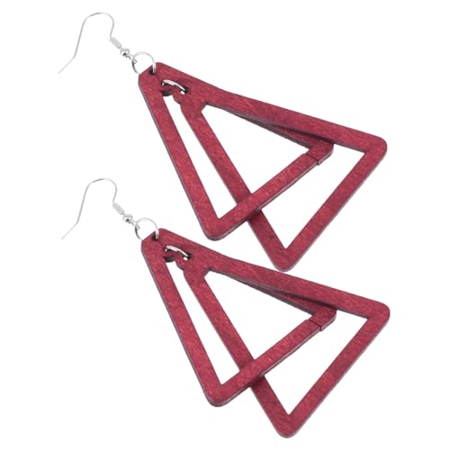 ORFOFE Modische Bunte Holz ohrringe Dangle Earrings Dreieckiges Design Leichte Damen Ohrschmuck Stilvolle Geometrische Ohrhänger für Alltag und Geschenk von ORFOFE