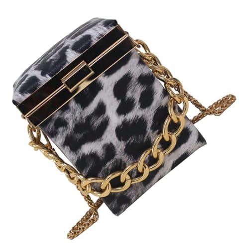 ORFOFE Modische Damen Schultertasche Leopard Print Box Form Crossbody Bag Kleine Umhängetasche Leicht und Vielseitig für Alltag und Winter Geschenkidee von ORFOFE
