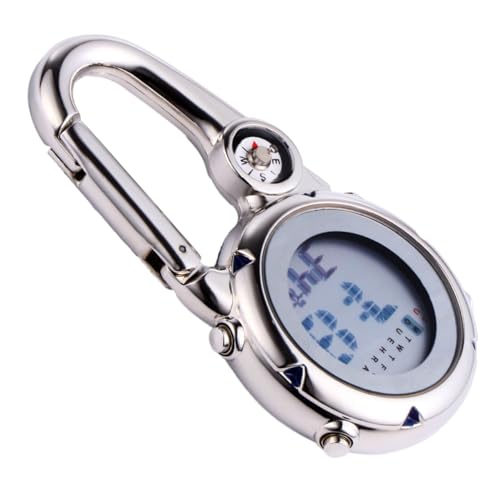 ORFOFE Multifunktionale Karabineruhr aus Edelstahl Langlebiges Outdoor zubehör Robustes Camping Tool mit Analogem Quarzwerk Geeignet für Bergsteigen und Rettungsdienst Silberfarben von ORFOFE