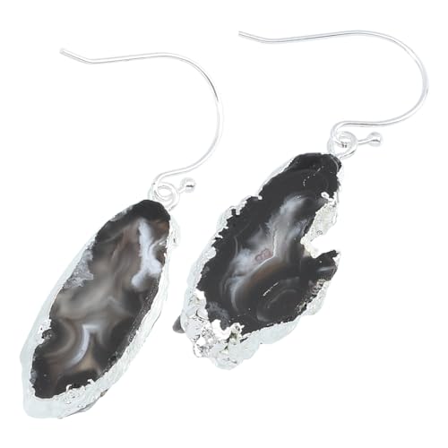 ORFOFE Natürliche Achat Ohrringe Damen Elegant Unregelmäßige Ohrhänger Silberfarbener Haken Chic Ohrschmuck Zufälliger Stil von ORFOFE