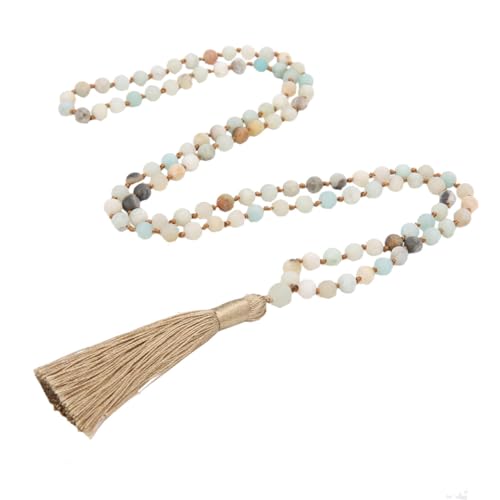 ORFOFE Natürliche Steinperlen Halskette Handgeknotet Halbedelstein Perlen Schmuck Vielseitig Damen Schmuck für Alltag und Geschenk von ORFOFE