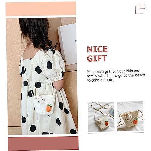 ORFOFE Niedliche mit Hasenmotiv Handgewebte Mädchen umhängetasche Leichte Outdoor schultertasche für Kleine Mädchen Modisches Pouch für Alltag und Geschenk von ORFOFE