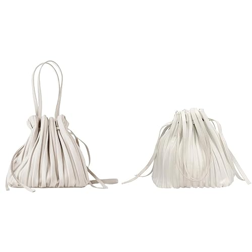 ORFOFE PU Damen Drawstring Beuteltasche Faltend Design Weiß Umweltfreundlich Langlebig Handtasche Schultertasche Alltag Reise von ORFOFE