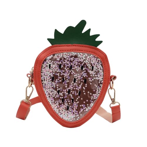 ORFOFE Pailletten Umhängetasche Fruchtform Rote Glitzer Tasche Leicht Tragbar für Mädchen Alltag Shopping Reisen von ORFOFE