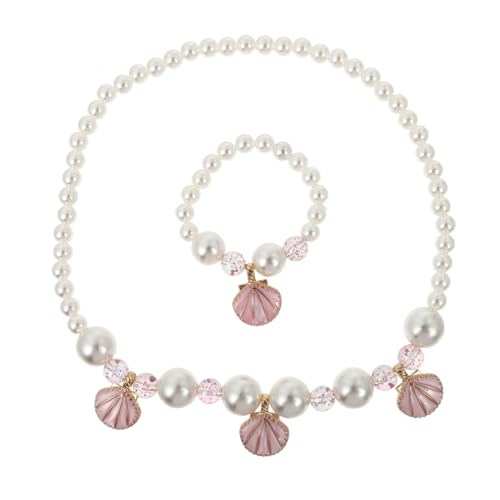 ORFOFE Perlen Schmuckset Muschelimitat Halskette und Armband Leicht und Hautfreundlich Robust Verarbeitet Geschenkidee für Mädchen Geburtstag Party Weihnachten Osterfest und Alltag von ORFOFE