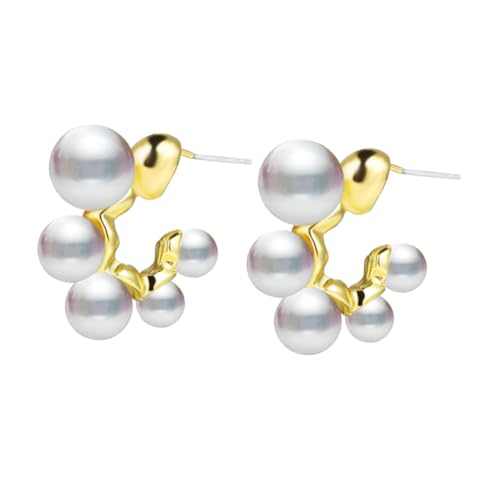ORFOFE Perlenohrringe Damen C förmige Ohrstecker mit Elegantem Perlen design Korrosionsbeständig Modischer Schmuck für Frauen Leicht Hautfreundlich Geschenkidee für Mutter und Freundin von ORFOFE