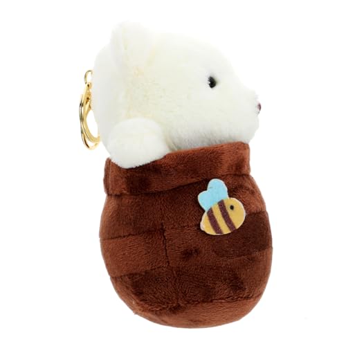 ORFOFE Plüsch Bären Schlüsselanhänger mit Honigtopf Weicher Anhänger für Tasche und Rucksack Niedlicher Kuscheltier bag Charm Hängender Beutel dekor in Dunkelbraun von ORFOFE