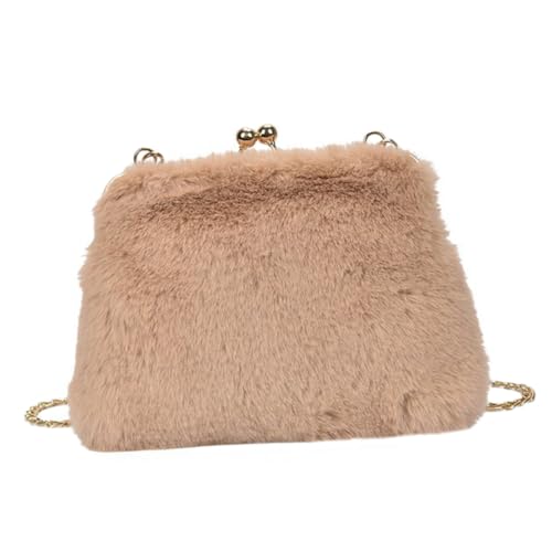 ORFOFE Plüsch Damen Umhängetasche Kette Schultertasche Modisch Kuschelig Crossbody Bag für Alltag Shopping Reise von ORFOFE