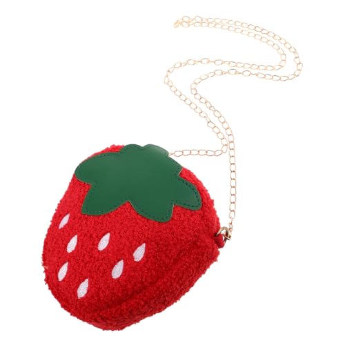 ORFOFE Plüsch Erdbeer Umhängetasche Leicht Tragbar Kleine Geldbörse für Mädchen Weiches Kuschelmaterial Hübsches Design für Alltag und Wechselgeld von ORFOFE