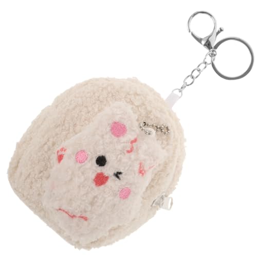 ORFOFE Plüsch Kleingeldbörse Cartoon Münzbeutel mit Reißverschluss Süße Kleine Geldbörse für Frauen und Mädchen als Kosmetiktasche und Schlüsselanhänger Weiß von ORFOFE