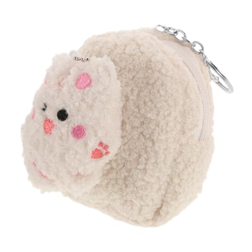 ORFOFE Plüsch Münzbeutel mit Reißverschluss Süße Kleine Geldbörse Cartoon Design Kuscheliger Portmonee für Mädchen und Frauen Praktische Kosmetiktasche Weiß von ORFOFE