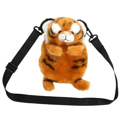 ORFOFE Plüsch Tiger Umhängetasche Niedlich Verstellbar Kuschelig Tiger Motiv für Mädchen Alltag Party Reise Accessoire von ORFOFE