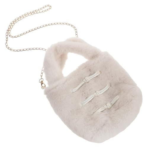 ORFOFE Plüsch Tote Umhängetasche Damen Winter Handtasche mit Kette Furry Crossbody Bag Chinesischer Stil Handgefertigte Schultertasche Vielseitig Tragbar für Reise Alltag von ORFOFE