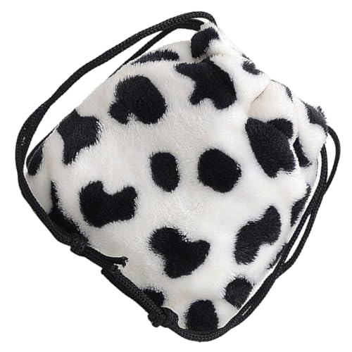 ORFOFE Plüsch Umhängetasche Damen Crossbody Bag mit Kuhmuster Einstellbarem Trageriemen Praktischem Kordelzug Modisch und Vielseitig für Alltag Party und Shopping Geeignet von ORFOFE