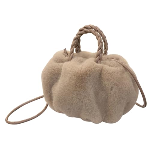 ORFOFE Plüsch Umhängetasche Damen Schultertasche Mode Crossbody Tasche für Alltag Shopping Reisen mit Genügend Stauraum und Vielseitiger Nutzung in Khaki von ORFOFE
