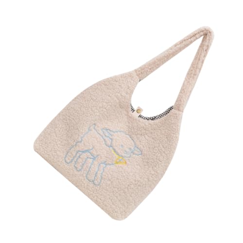 ORFOFE Plüsch handtasche Damen Einzelschulter Tragbar Große Kapazität Outdoor Tasche Mode Tote Bag Weiches Baumwollmaterial Kompakt Vielseitig Alltagstasche von ORFOFE