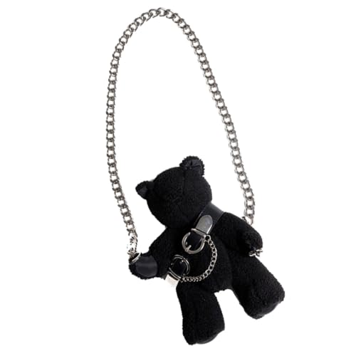 ORFOFE Plüschige Damen Schultertasche mit Großem Cartoon-bär Motiv Abnehmbare Kette Weiches Plüschmaterial Modische Crossbody Bag für Alltag Shopping und Arbeit von ORFOFE