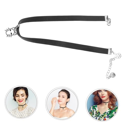 ORFOFE Punk Style Choker Halskette Verstellbar Kunstleder Gothic Mit Strass Für Mädchen Party Alltag von ORFOFE