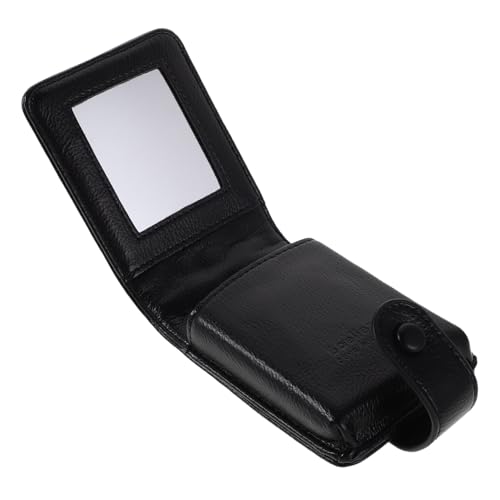 ORFOFE Quilted Mini Make-up Tasche Damen Schwarz mit Spiegel Leichte Kosmetiktasche für Reise und Alltag Kompaktes Lippenstift Etui Stilvolles Tragbares PU Täschchen von ORFOFE