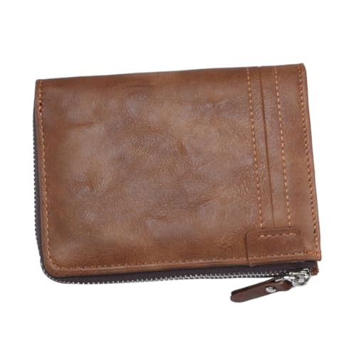ORFOFE RFID Herren Portemonnaie mit Reißverschluss Kurzformat Geldbörse mit Multi Kartenfächern Diebstahlschutz Modische Casual Brieftasche für Büro und Alltag Braun von ORFOFE