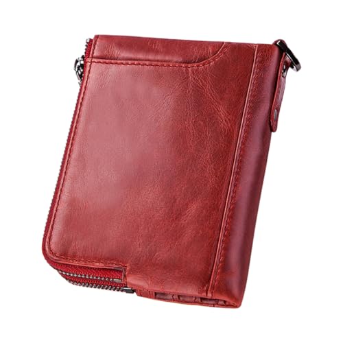 ORFOFE RFID geschützte Herren Geldbörse Rot Schlankes Portemonnaie mit Münzfach Multifunktionaler Kreditkartenhalter Kompakte Clutch für Männer Modisches Sicheres Kurzformat von ORFOFE