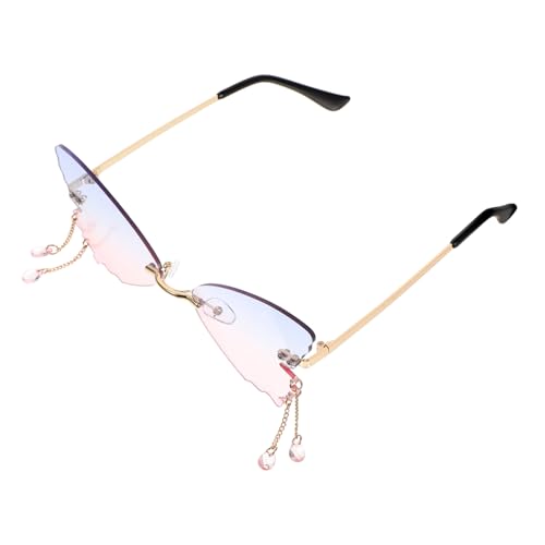 ORFOFE Randlose Schmetterling Sonnenbrille Damen Funky Partybrille Trendige Uv-schutz Brille für Streetstyle Fotoshootings Outdoor und Disco-events Langlebiges Pc-material Modisches von ORFOFE