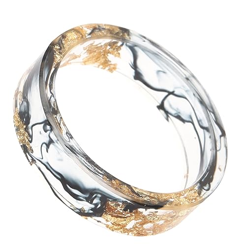 ORFOFE Resin Ring Damen Schwarz Handgefertigt Leicht Elegant Schmuck Kreativ Fingerschmuck von ORFOFE