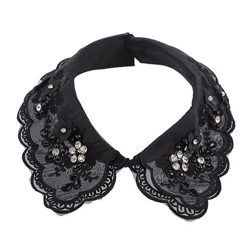 ORFOFE Retro Blusen Fake Collar mit Strassverzierung Abnehmbarer Stehkragen für Damen Vintage Stickerei Falscher Hemdblusenkragen Modisch und Vielseitig Kombinierbar von ORFOFE