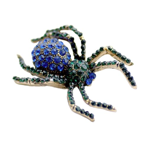 ORFOFE Retro Brosche Spinne mit Strasssteinen Funkelnde Brustnadel Vintage Schmuckaccessoire für Damen Modische Anstecknadel für Hochzeit Geburtstag und Party Blau von ORFOFE