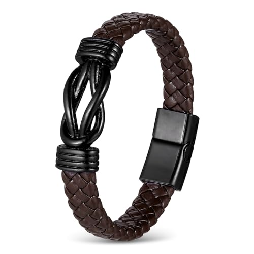 ORFOFE Retro Lederarmband Herren Geflochten Punk Armband Vintage Stil Komfortabler Sitz Alltagsschmuck Für Partys Festliche Anlässe von ORFOFE