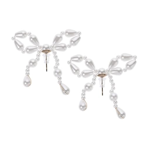 ORFOFE Schleifen ohrringe mit Hochwertigen Vintage inspirierten Imitationsperlen Handgefertigt Romantisches Design für Damen Stilvolle Ohrhänger für Hochzeit Party und Besondere Anlässe von ORFOFE