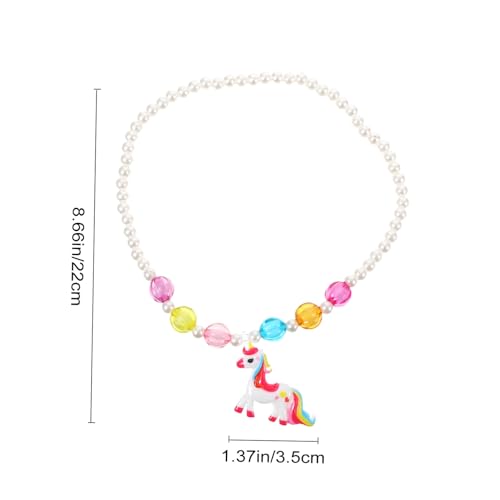 ORFOFE Schmuckset Mädchen Einhorn mit Halskette Armband Ring Ohrringe Weiß Langlebig Detailreich Gestaltet für Partys Kostüm und Alltag Kreatives Design für Kleine Prinzessinnen von ORFOFE