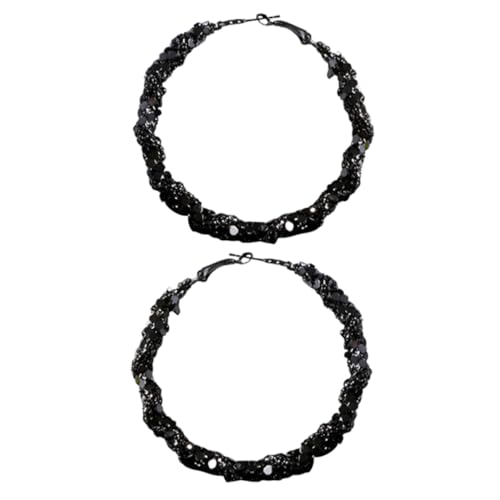 ORFOFE Schwarze Große Creolen Ohrringe Damen Metall Geometrisch Leicht Modisch Vielseitig Kombinierbar Statement Schmuck von ORFOFE