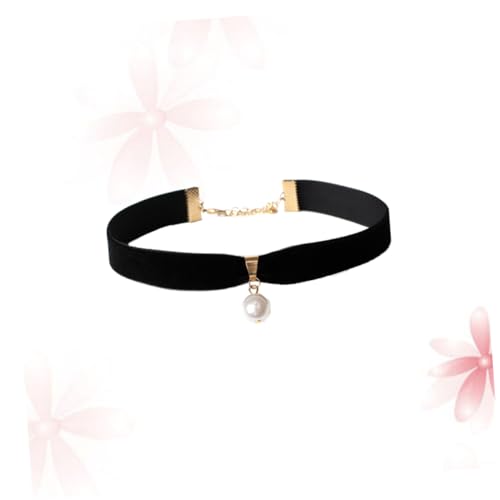 ORFOFE Schwarzer Pearl Choker Halskette Damen Kurz Elegant Samt Perlenkette Komfortabel Für Alltag und Festliche Anlässe Geschenkidee Für Freundin Mutter Tochter von ORFOFE