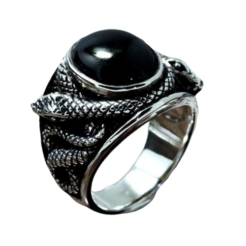 ORFOFE Schwarzer Schlangenring Damen Schmuckring Kreativer Robuster Fingerring mit Funkelnden Details Modisches Accessoire für Partys und Alltag Eleganter Schmuck für Damen von ORFOFE